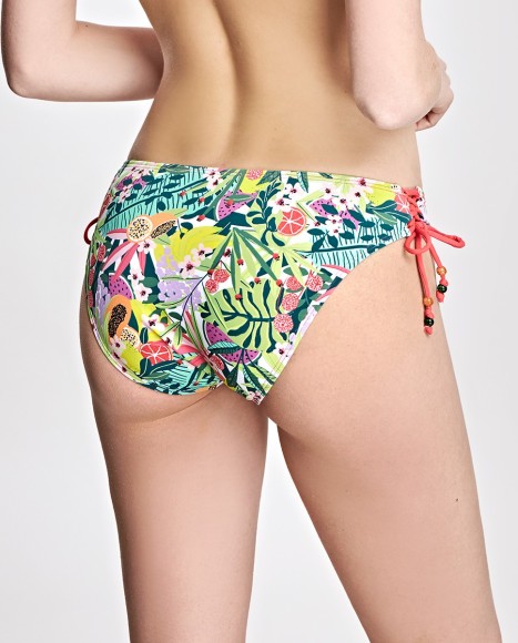 Braga bikini estampado con lazo zig zag en el lateral