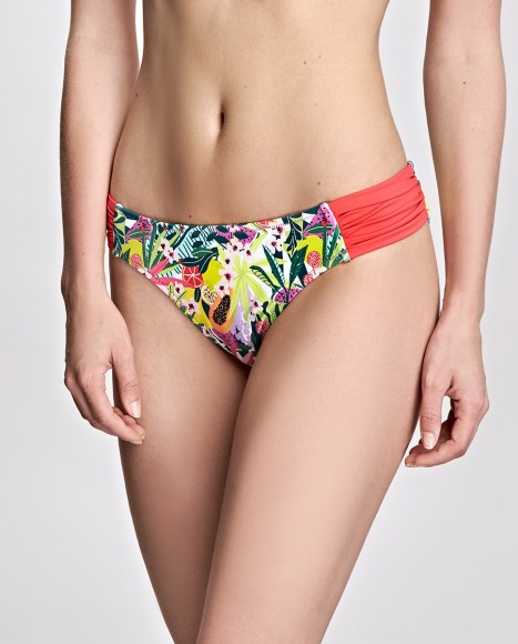 Braga bikini estampado con fruncido lateral