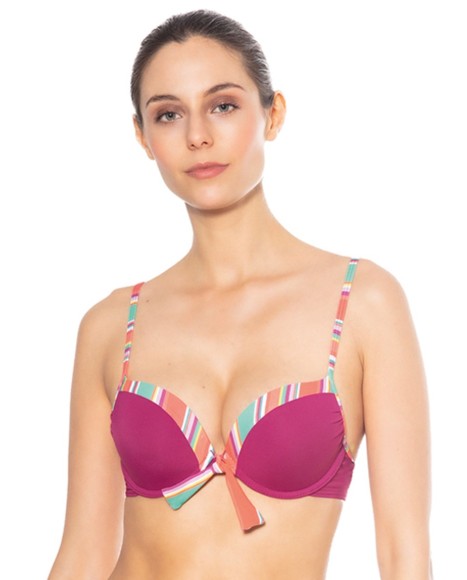 Top bikini push up liso Stripes