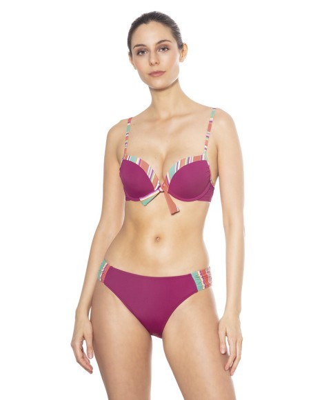 Braga bikini estampada con tiras al costado Stripes
