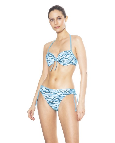 Top bikini con copa estampado Manchas tigre