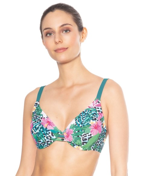 Top bikini de capacidad estampado Animal tropical