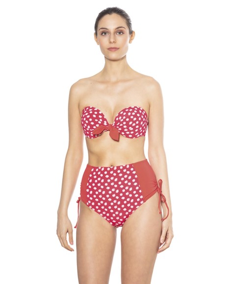 Top bikini bandeau con copa estampado Daisy