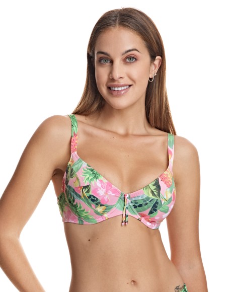 Top bikini capacidad aros escotados estampado Malibu