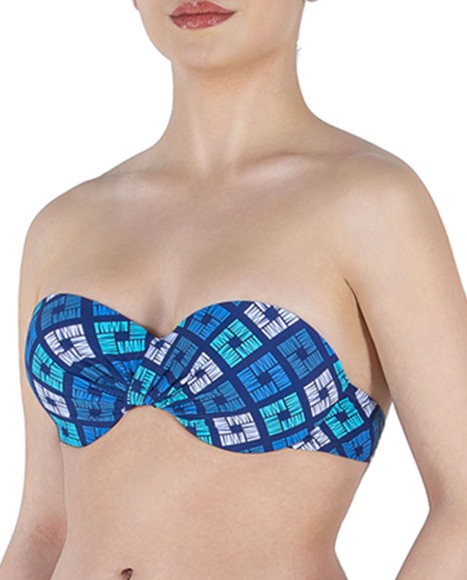Top bikini bandeau con copa estampado geométrico Diamond