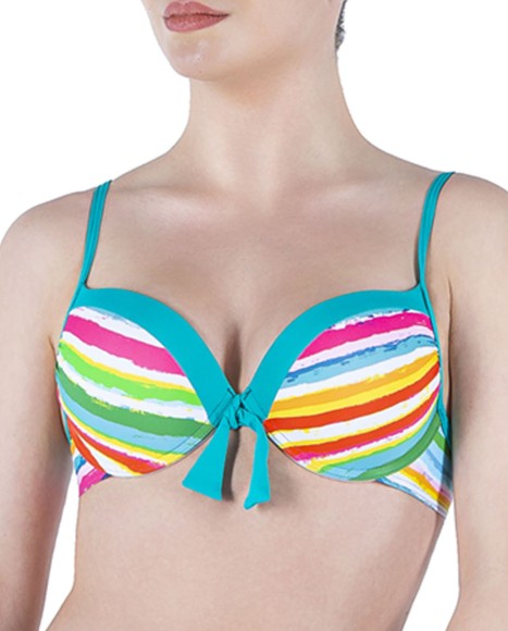 Top bikini con copa estampado multicolor Watercolor