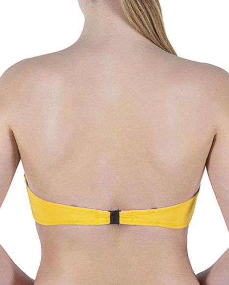 Top bikini bandeau con copa color liso y detalles en contraste Ondulina