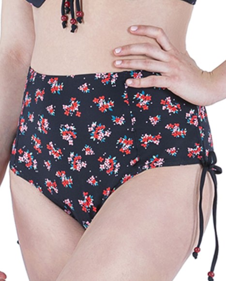 Braga bikini alta con fruncido lateral estampado floral liberty