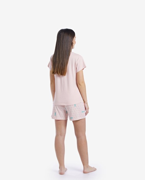 Pijama mujer corto rosa Retro