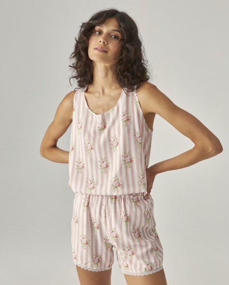 Pijama mujer estampado sin mangas Pink
