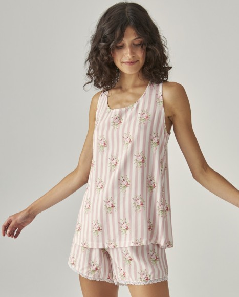 Pijama mujer estampado sin mangas Pink