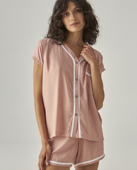 Pijama mujer rosa con vivos a contraste Pink