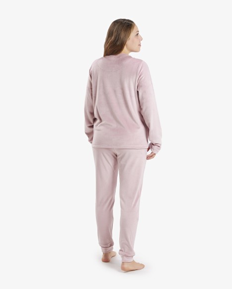 Pijama mujer terciopelo rosa claro glam