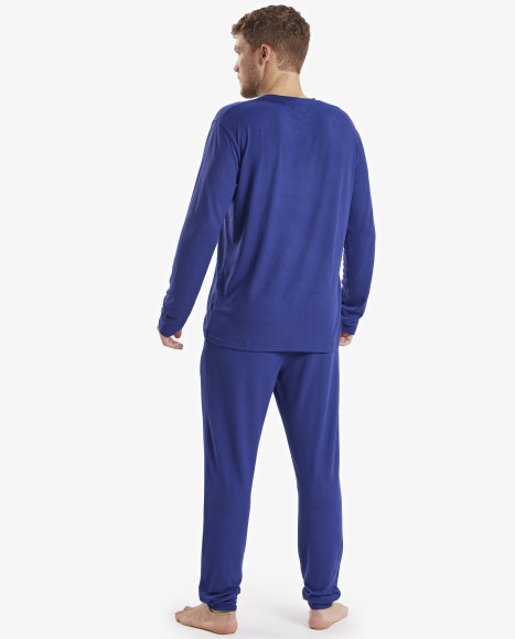 Pijama hombre azul marino con logotipo frontal estampado Retro