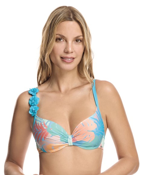 Top bikini copa básica con aro Azul infinito